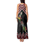 New Zealand Christmas Taniko Poutama Tank Maxi Dress Flora Map with Birds - Aussie Hoodie