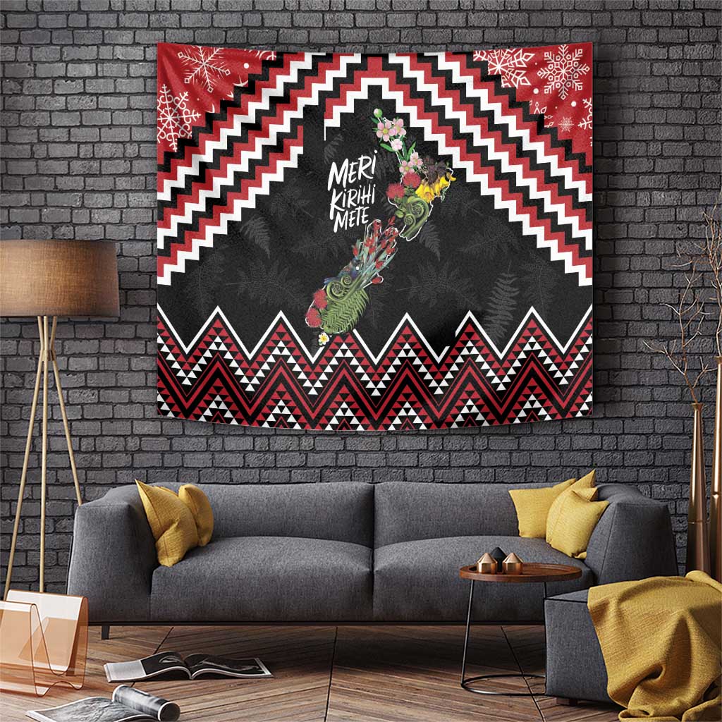 New Zealand Christmas Taniko Poutama Tapestry Flora Map with Birds - Aussie Hoodie