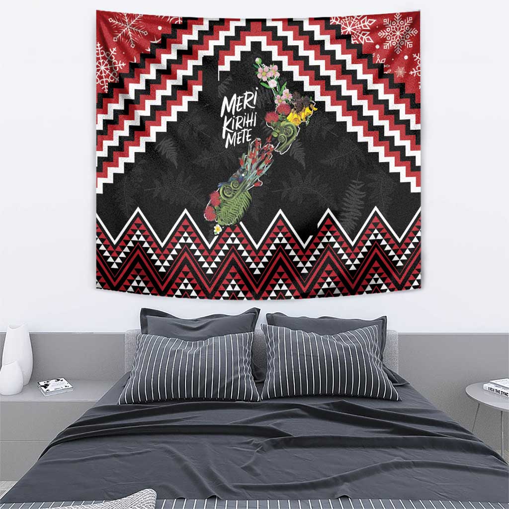 New Zealand Christmas Taniko Poutama Tapestry Flora Map with Birds - Aussie Hoodie