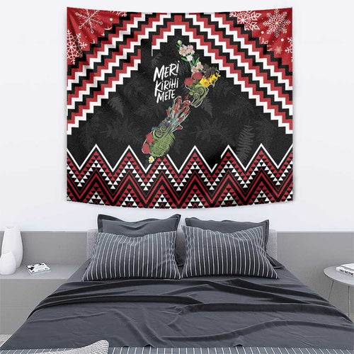 New Zealand Christmas Taniko Poutama Tapestry Flora Map with Birds - Aussie Hoodie