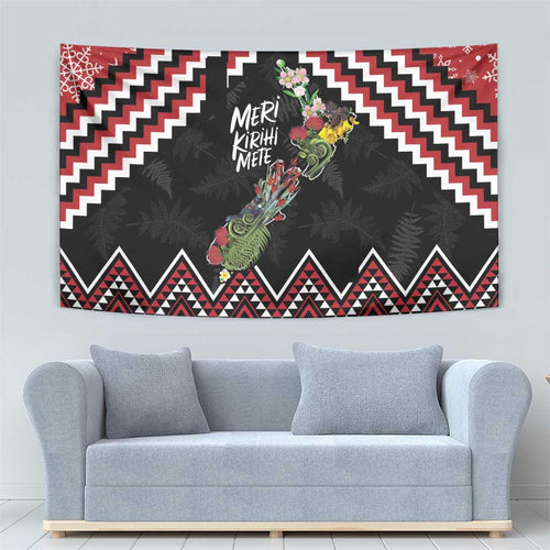 New Zealand Christmas Taniko Poutama Tapestry Flora Map with Birds - Aussie Hoodie