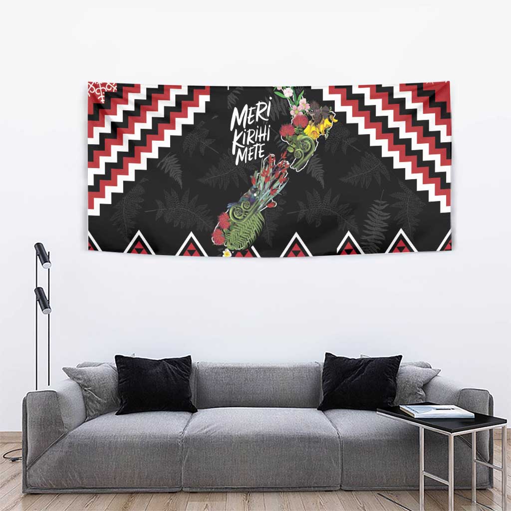 New Zealand Christmas Taniko Poutama Tapestry Flora Map with Birds - Aussie Hoodie