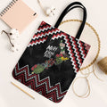 New Zealand Christmas Taniko Poutama Tote Bag Flora Map with Birds - Aussie Hoodie
