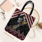 New Zealand Christmas Taniko Poutama Tote Bag Flora Map with Birds - Aussie Hoodie