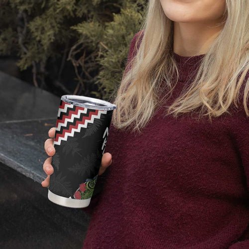 New Zealand Christmas Taniko Poutama Tumbler Cup Flora Map with Birds - Aussie Hoodie