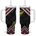 New Zealand Christmas Taniko Poutama Tumbler With Handle Flora Map with Birds - Aussie Hoodie