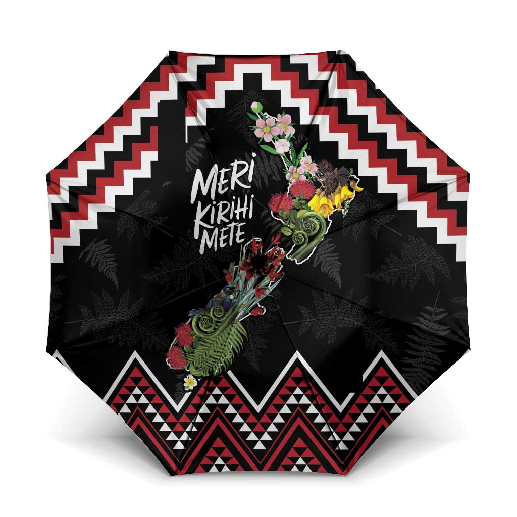 New Zealand Christmas Taniko Poutama Umbrella Flora Map with Birds - Aussie Hoodie