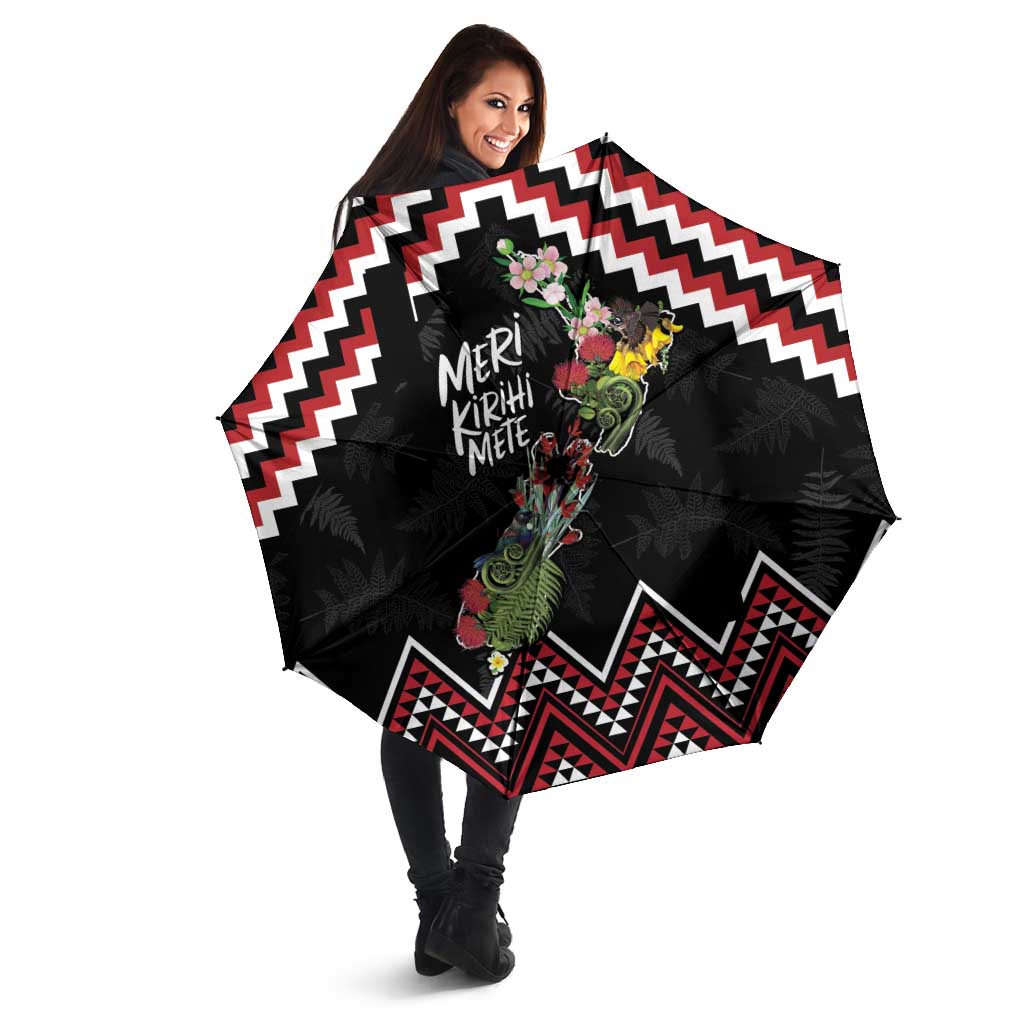 New Zealand Christmas Taniko Poutama Umbrella Flora Map with Birds - Aussie Hoodie