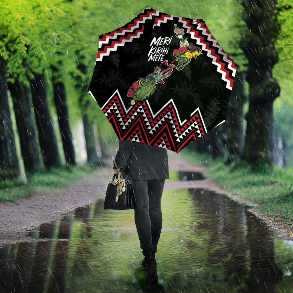New Zealand Christmas Taniko Poutama Umbrella Flora Map with Birds - Aussie Hoodie