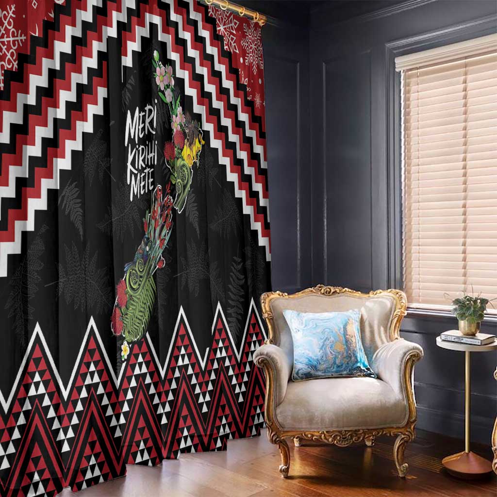 New Zealand Christmas Taniko Poutama Window Curtain Flora Map with Birds - Aussie Hoodie