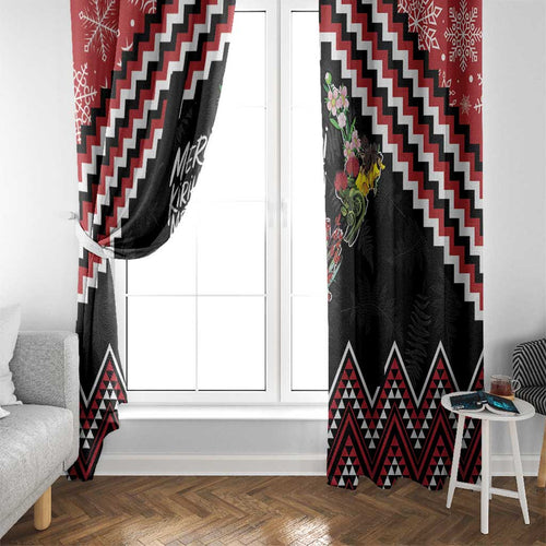 New Zealand Christmas Taniko Poutama Window Curtain Flora Map with Birds - Aussie Hoodie