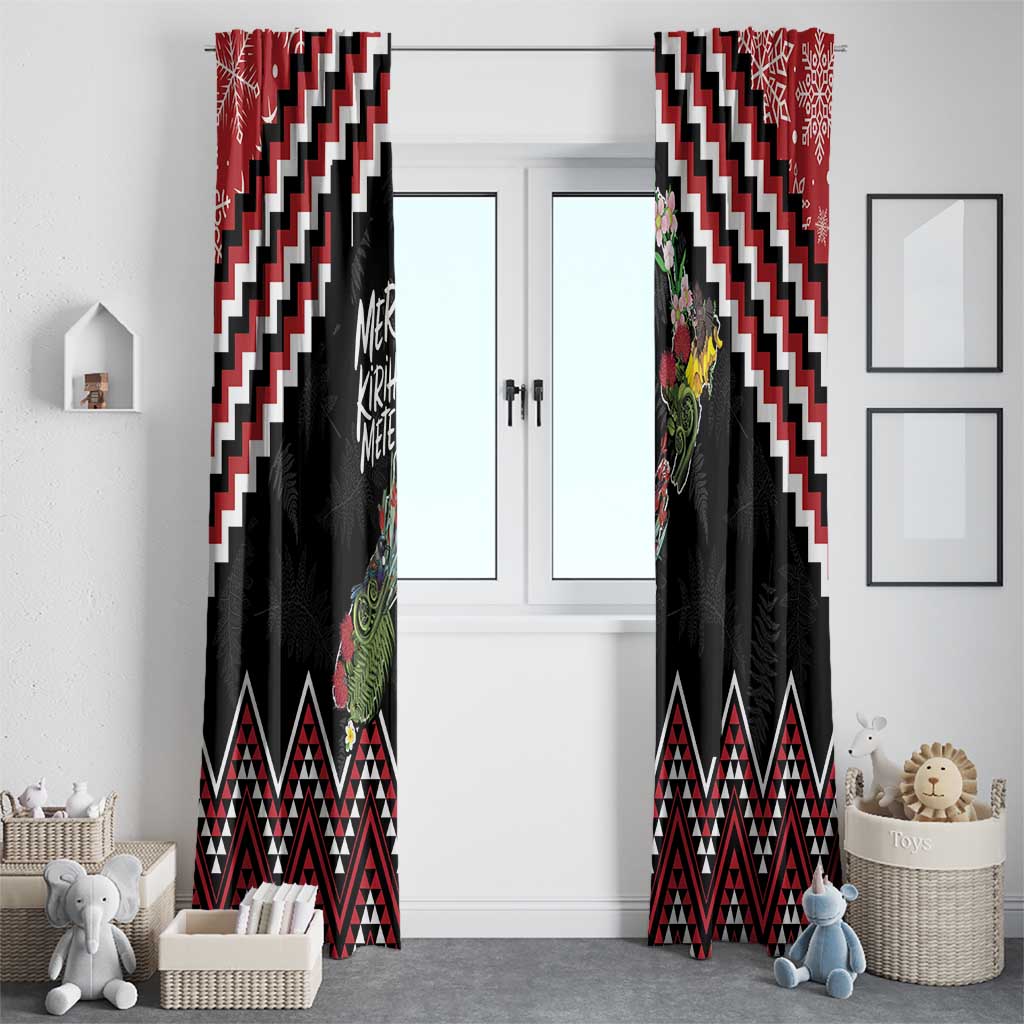 New Zealand Christmas Taniko Poutama Window Curtain Flora Map with Birds - Aussie Hoodie