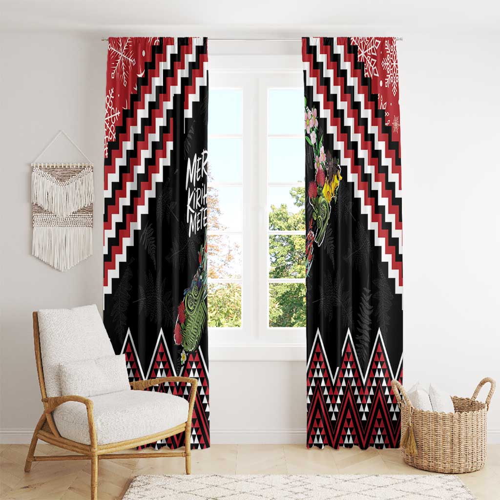 New Zealand Christmas Taniko Poutama Window Curtain Flora Map with Birds - Aussie Hoodie