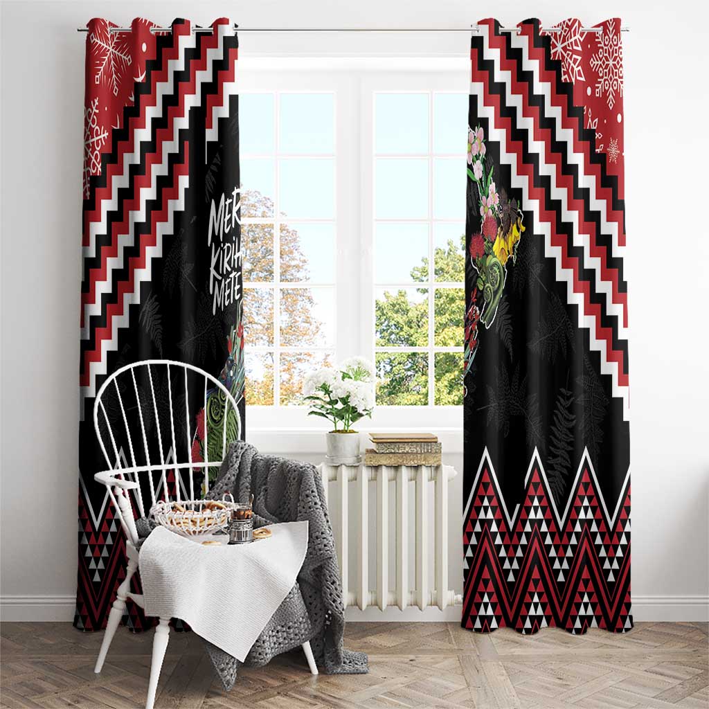 New Zealand Christmas Taniko Poutama Window Curtain Flora Map with Birds - Aussie Hoodie