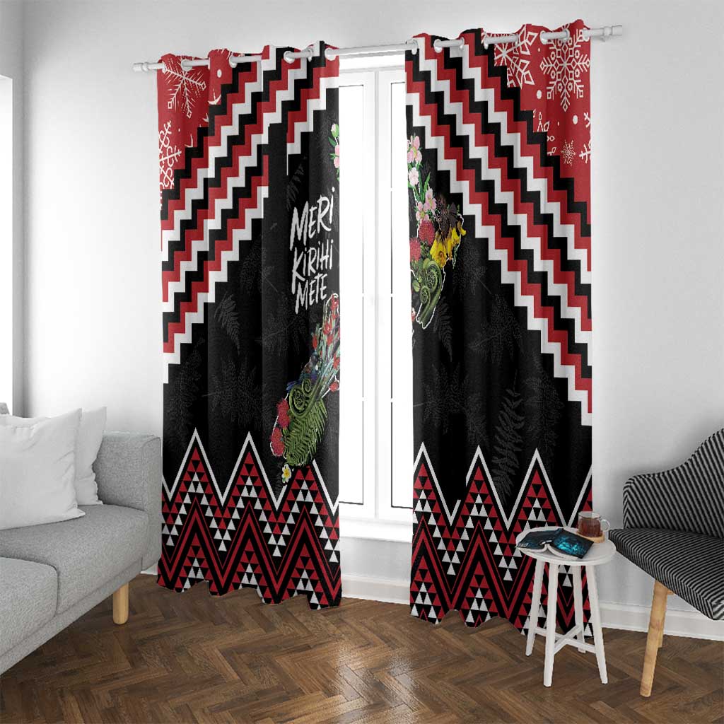 New Zealand Christmas Taniko Poutama Window Curtain Flora Map with Birds - Aussie Hoodie