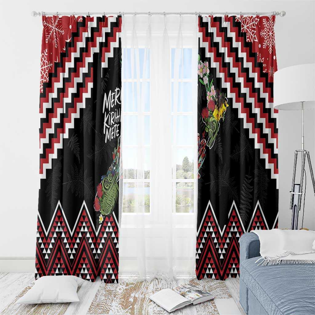 New Zealand Christmas Taniko Poutama Window Curtain Flora Map with Birds - Aussie Hoodie