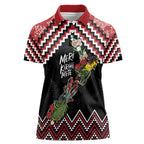 New Zealand Christmas Taniko Poutama Women Polo Shirt Flora Map with Birds - Aussie Hoodie