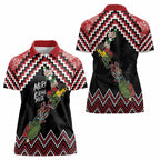 New Zealand Christmas Taniko Poutama Women Polo Shirt Flora Map with Birds - Aussie Hoodie