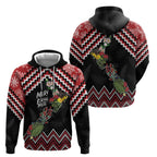New Zealand Christmas Taniko Poutama Zip Hoodie Flora Map with Birds - Aussie Hoodie