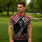 New Zealand Christmas Taniko Poutama Zipper Polo Shirt Flora Map with Birds - Aussie Hoodie