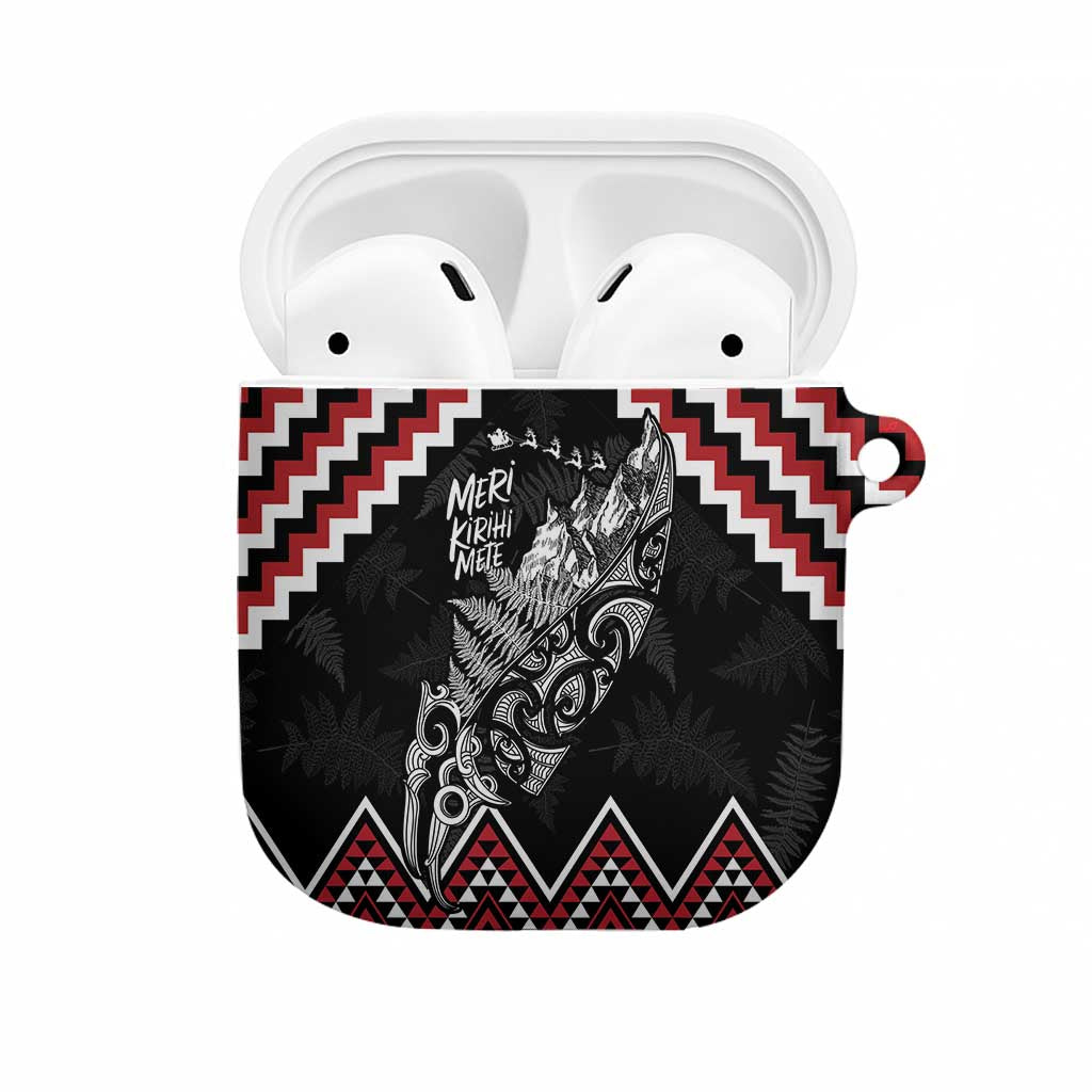 New Zealand Christmas Taniko Poutama AirPods Case Mountainscape Maori Fern - Aussie Hoodie