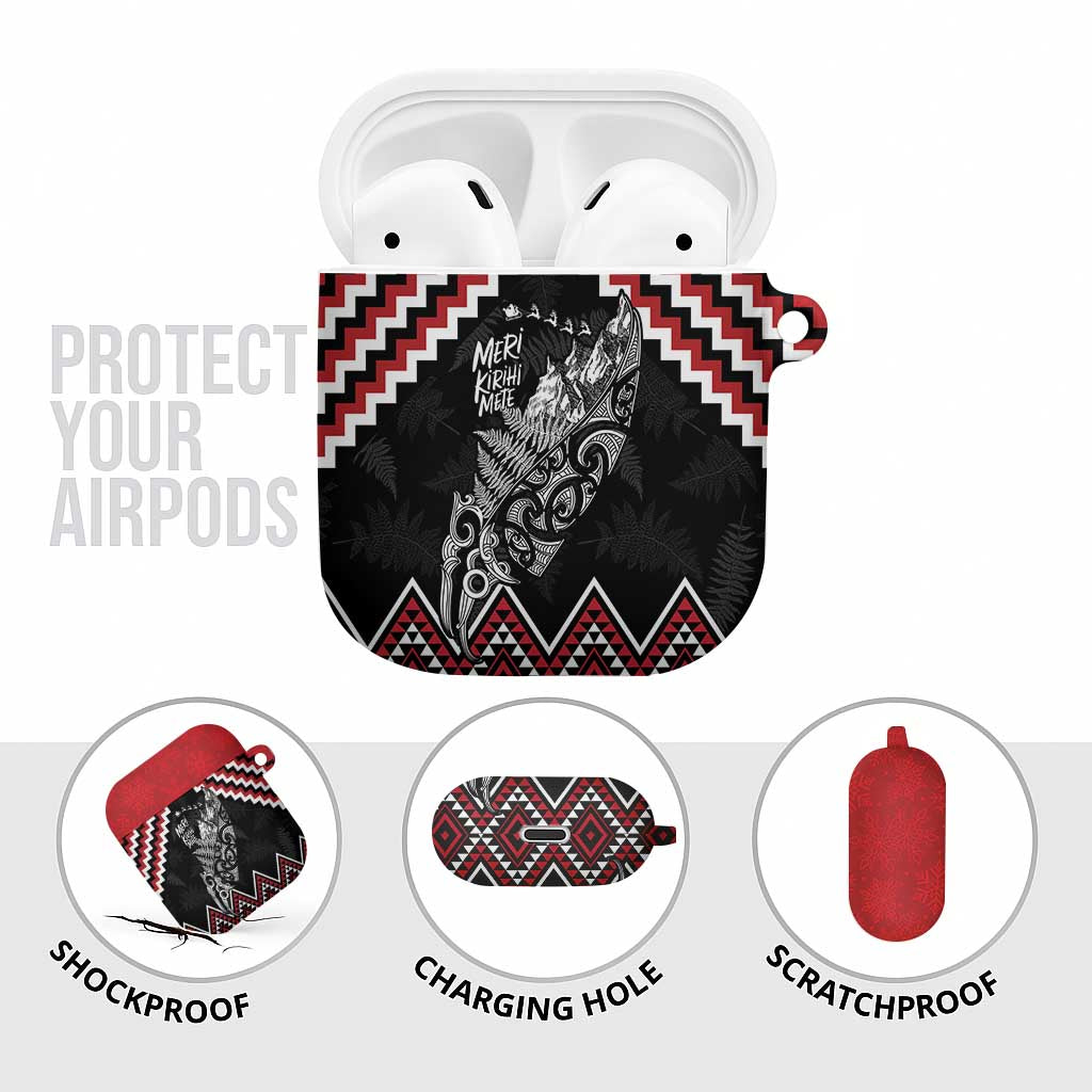 New Zealand Christmas Taniko Poutama AirPods Case Mountainscape Maori Fern - Aussie Hoodie
