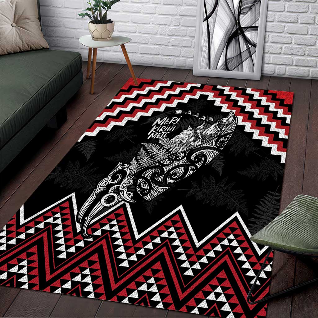 New Zealand Christmas Taniko Poutama Area Rug Mountainscape Maori Fern - Aussie Hoodie