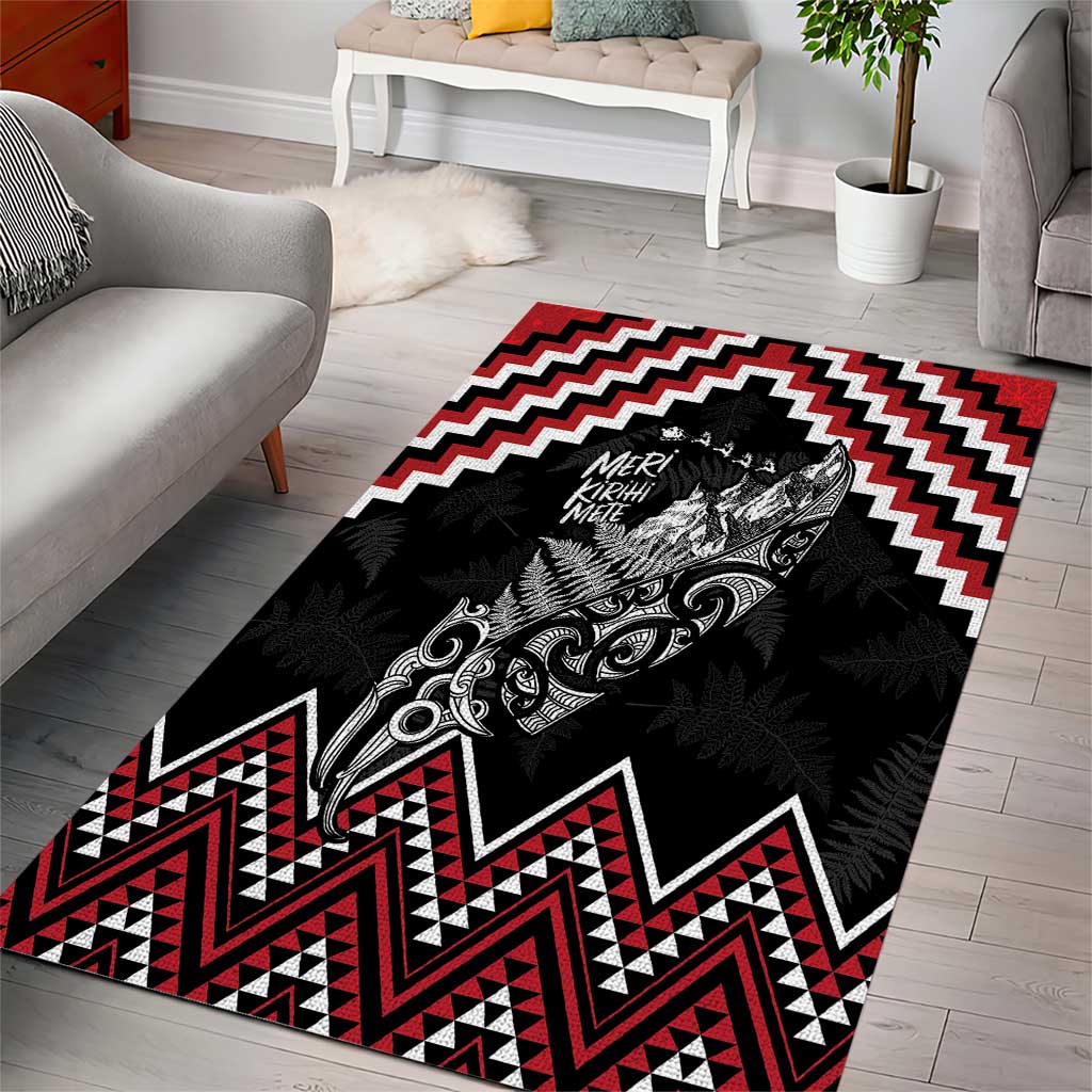 New Zealand Christmas Taniko Poutama Area Rug Mountainscape Maori Fern - Aussie Hoodie