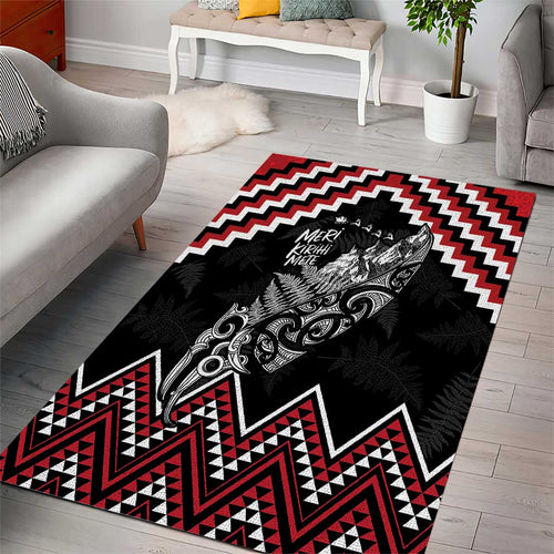 New Zealand Christmas Taniko Poutama Area Rug Mountainscape Maori Fern - Aussie Hoodie