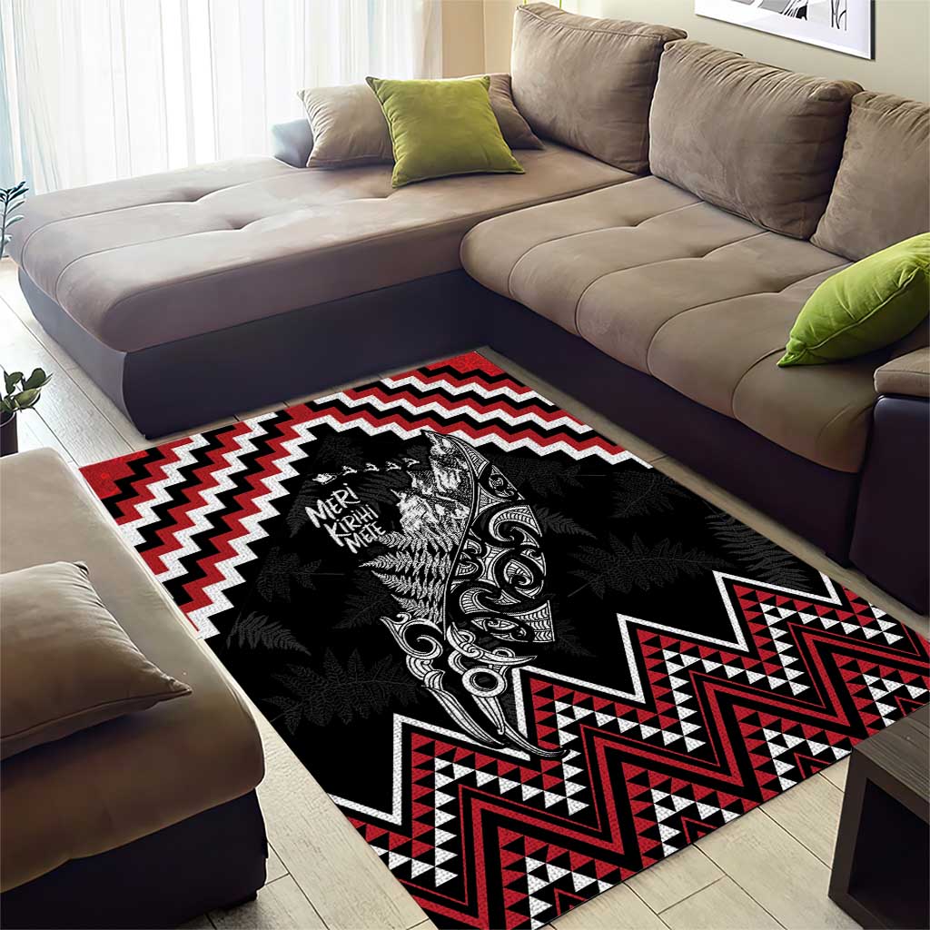 New Zealand Christmas Taniko Poutama Area Rug Mountainscape Maori Fern - Aussie Hoodie