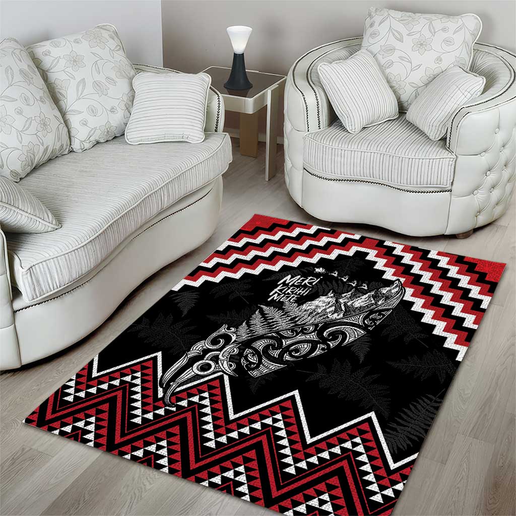 New Zealand Christmas Taniko Poutama Area Rug Mountainscape Maori Fern - Aussie Hoodie