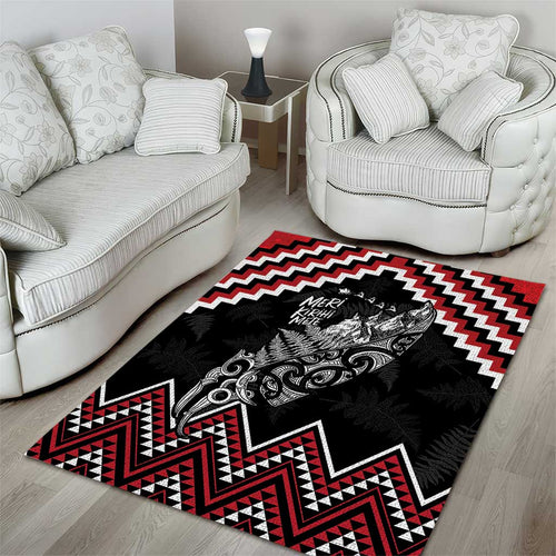 New Zealand Christmas Taniko Poutama Area Rug Mountainscape Maori Fern - Aussie Hoodie