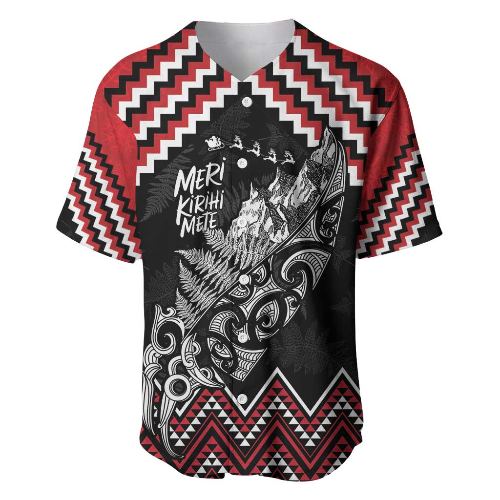 New Zealand Christmas Taniko Poutama Baseball Jersey Mountainscape Maori Fern - Aussie Hoodie