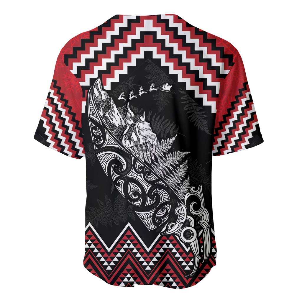 New Zealand Christmas Taniko Poutama Baseball Jersey Mountainscape Maori Fern - Aussie Hoodie