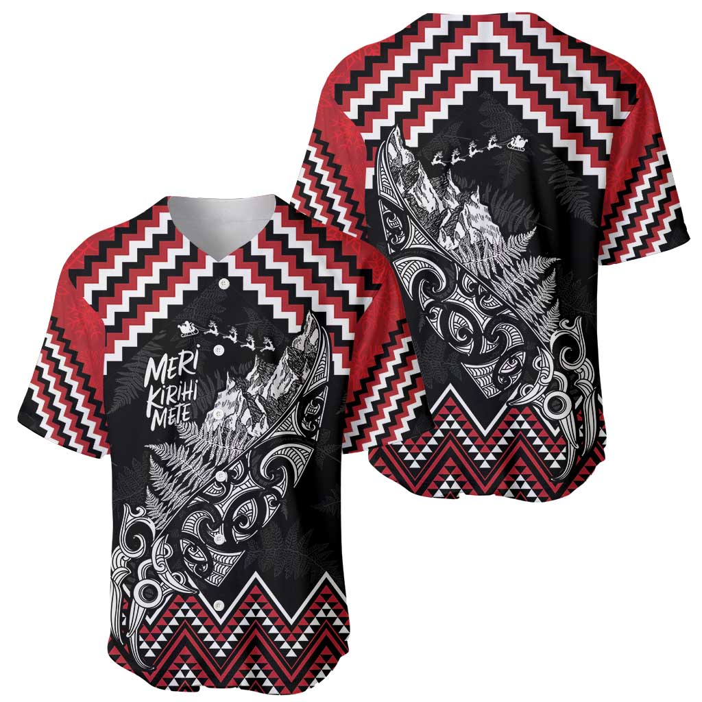 New Zealand Christmas Taniko Poutama Baseball Jersey Mountainscape Maori Fern - Aussie Hoodie