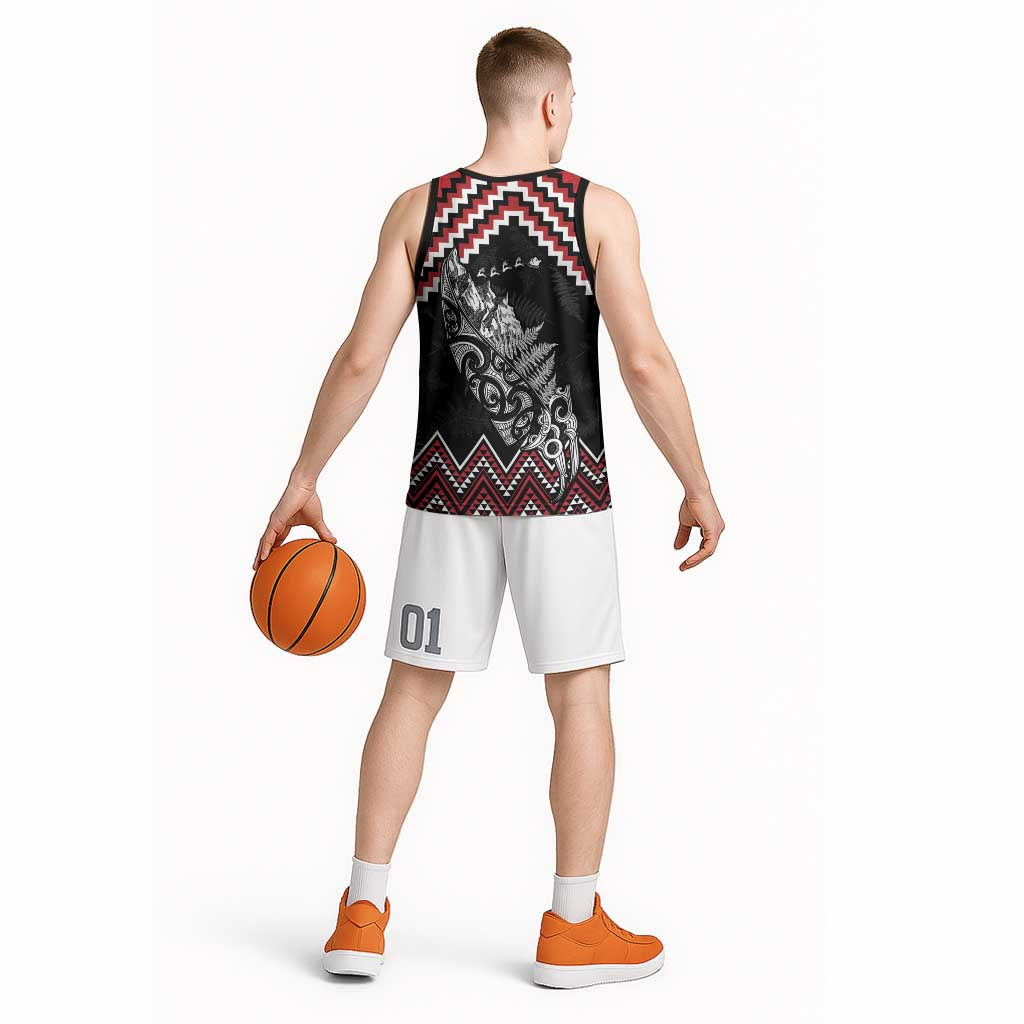 New Zealand Christmas Taniko Poutama Basketball Jersey Mountainscape Maori Fern - Aussie Hoodie