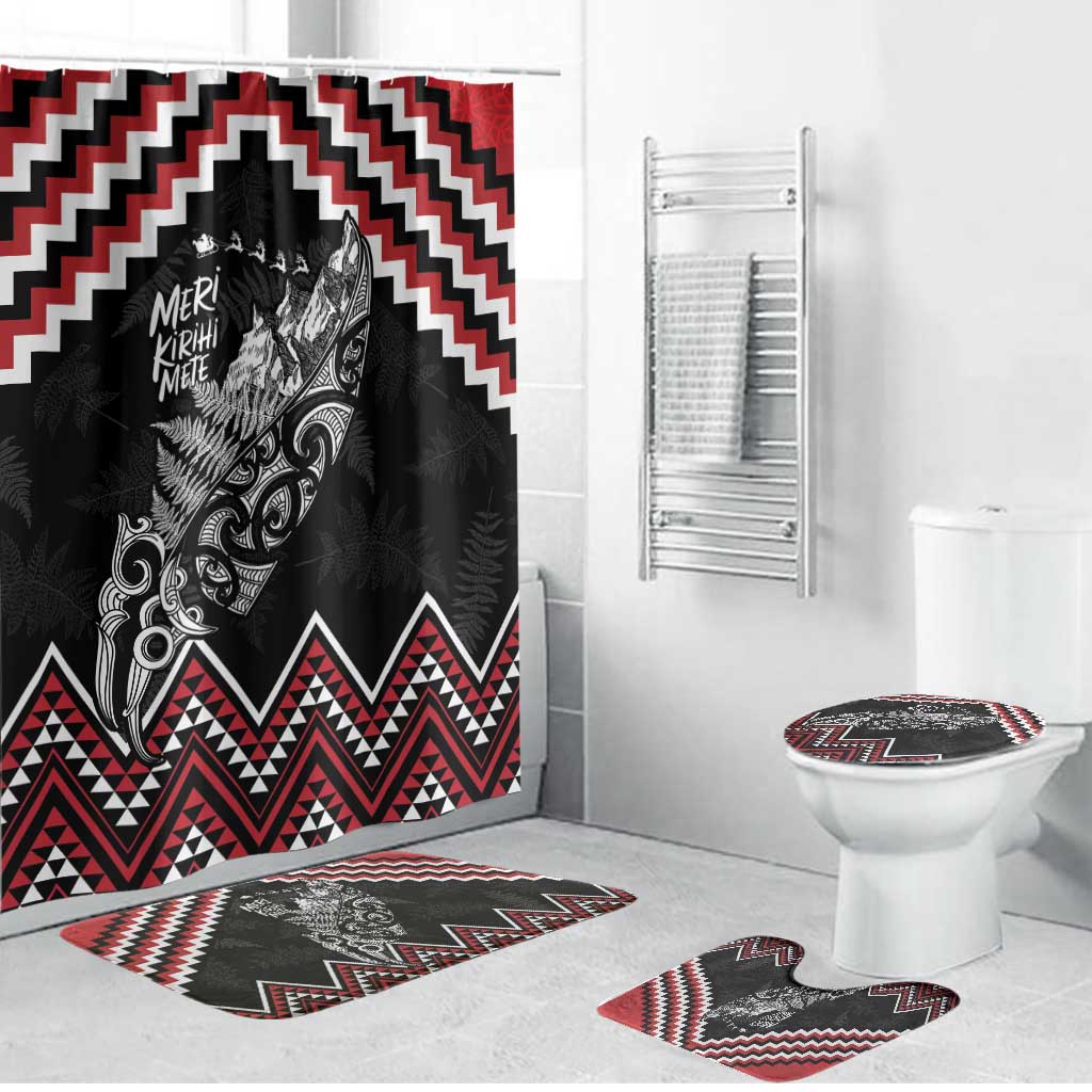 New Zealand Christmas Taniko Poutama Bathroom Set Mountainscape Maori Fern - Aussie Hoodie