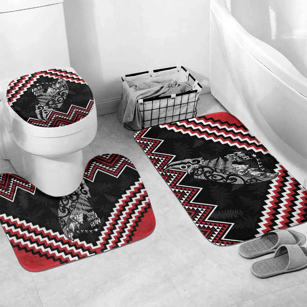 New Zealand Christmas Taniko Poutama Bathroom Set Mountainscape Maori Fern - Aussie Hoodie