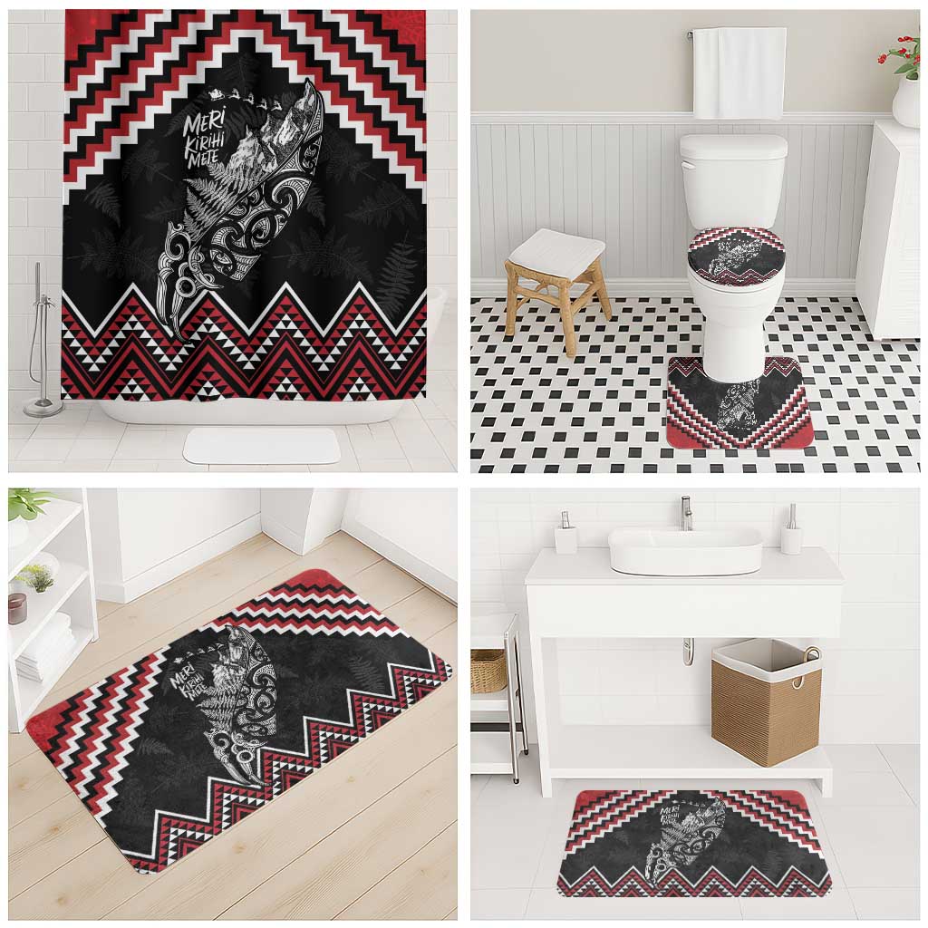 New Zealand Christmas Taniko Poutama Bathroom Set Mountainscape Maori Fern - Aussie Hoodie