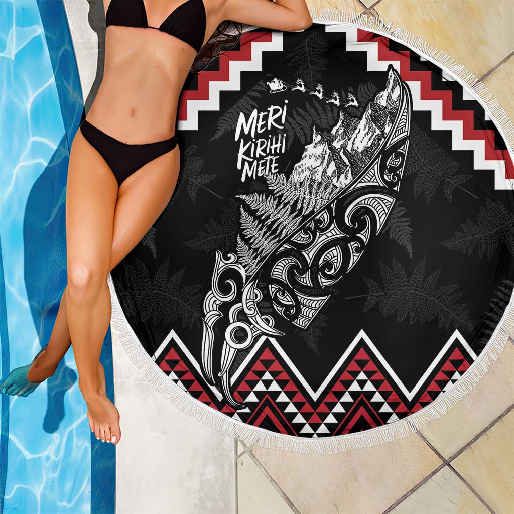 New Zealand Christmas Taniko Poutama Beach Blanket Mountainscape Maori Fern - Aussie Hoodie