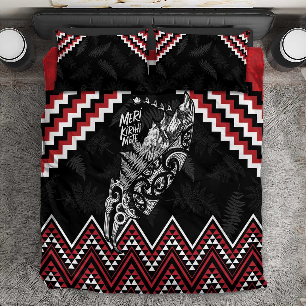 New Zealand Christmas Taniko Poutama Bedding Set Mountainscape Maori Fern - Aussie Hoodie