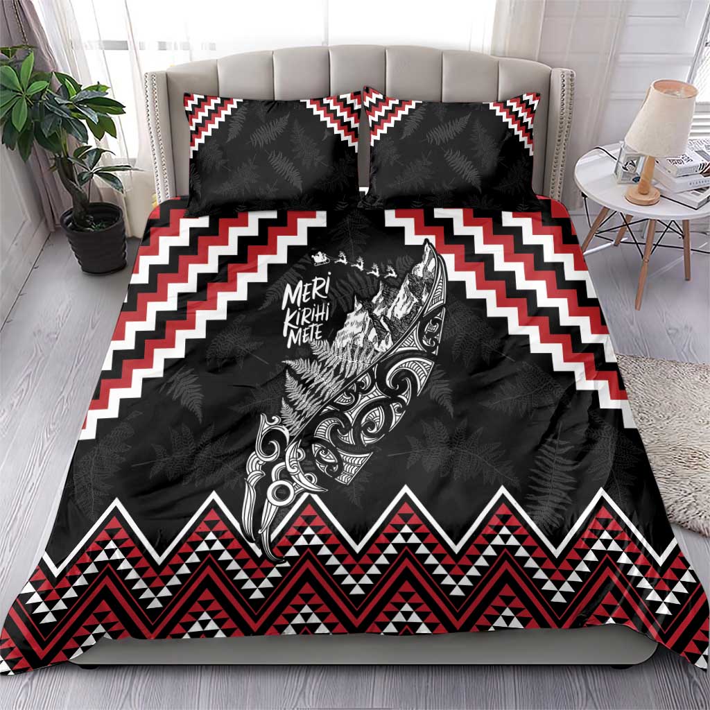 New Zealand Christmas Taniko Poutama Bedding Set Mountainscape Maori Fern - Aussie Hoodie