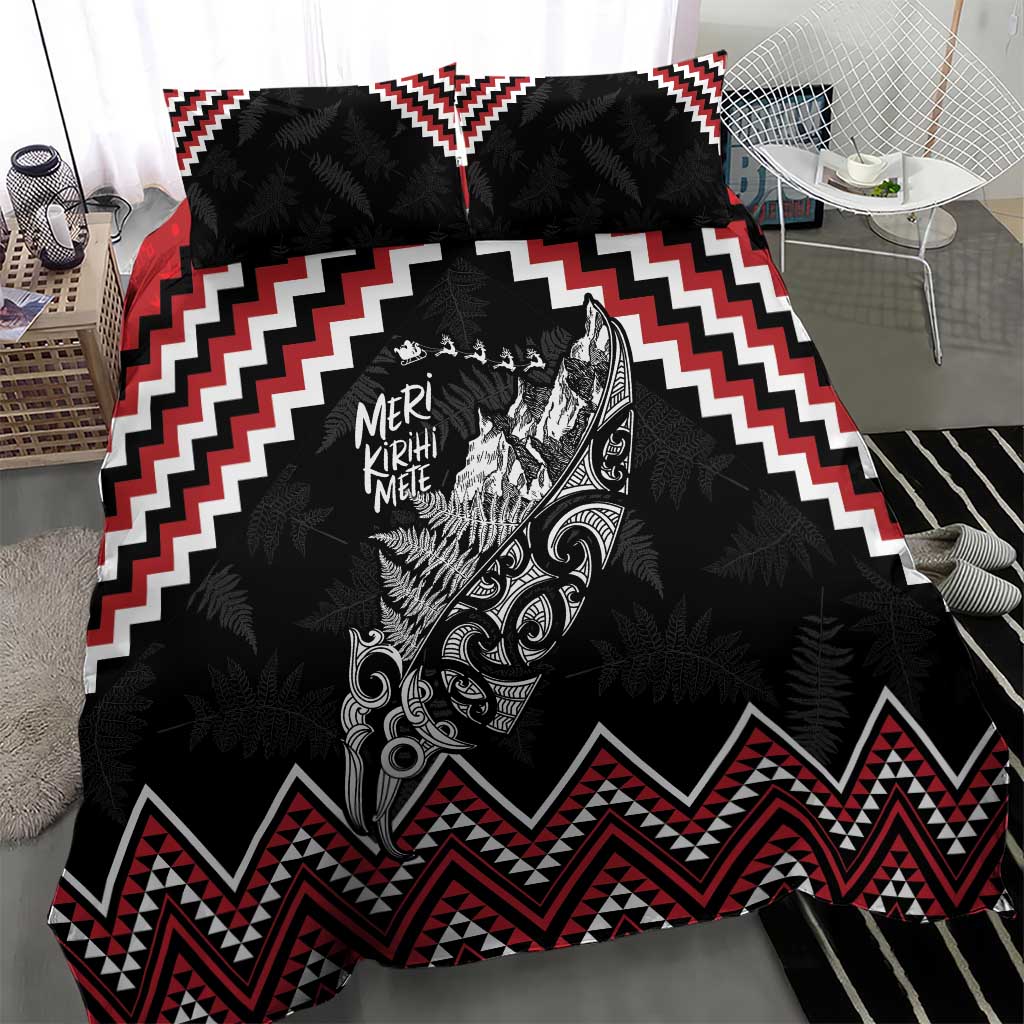 New Zealand Christmas Taniko Poutama Bedding Set Mountainscape Maori Fern - Aussie Hoodie