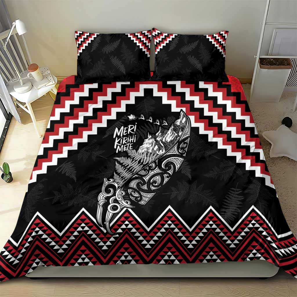 New Zealand Christmas Taniko Poutama Bedding Set Mountainscape Maori Fern - Aussie Hoodie