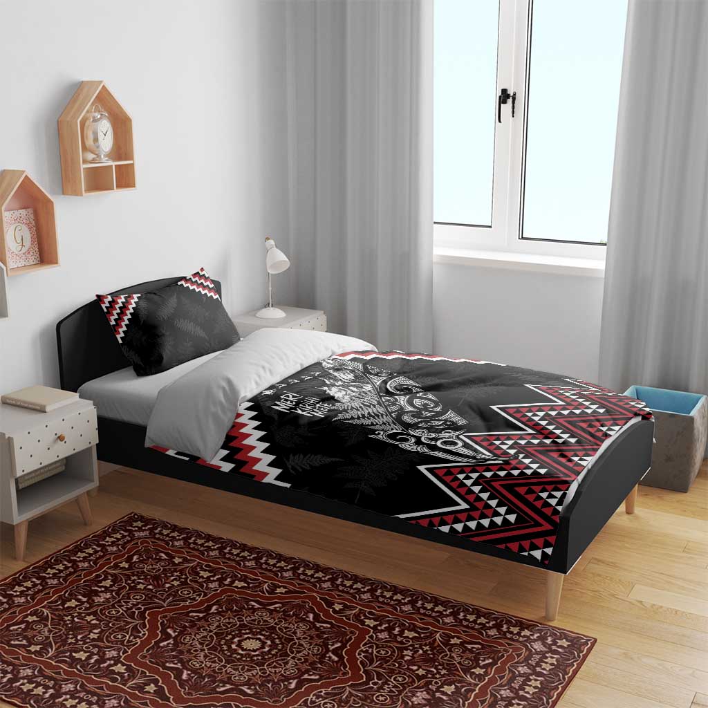 New Zealand Christmas Taniko Poutama Bedding Set Mountainscape Maori Fern - Aussie Hoodie