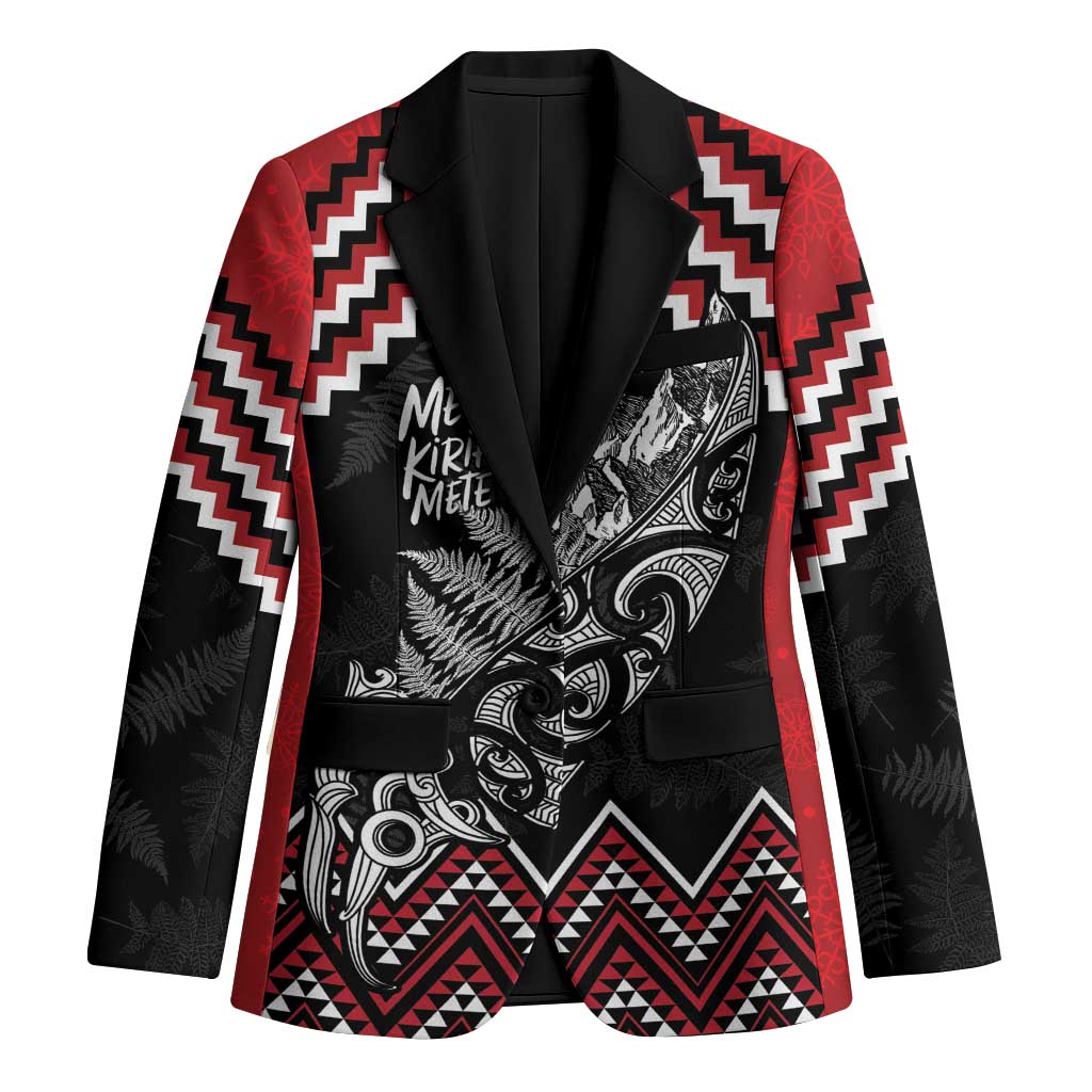 New Zealand Christmas Taniko Poutama Blazer Mountainscape Maori Fern - Aussie Hoodie
