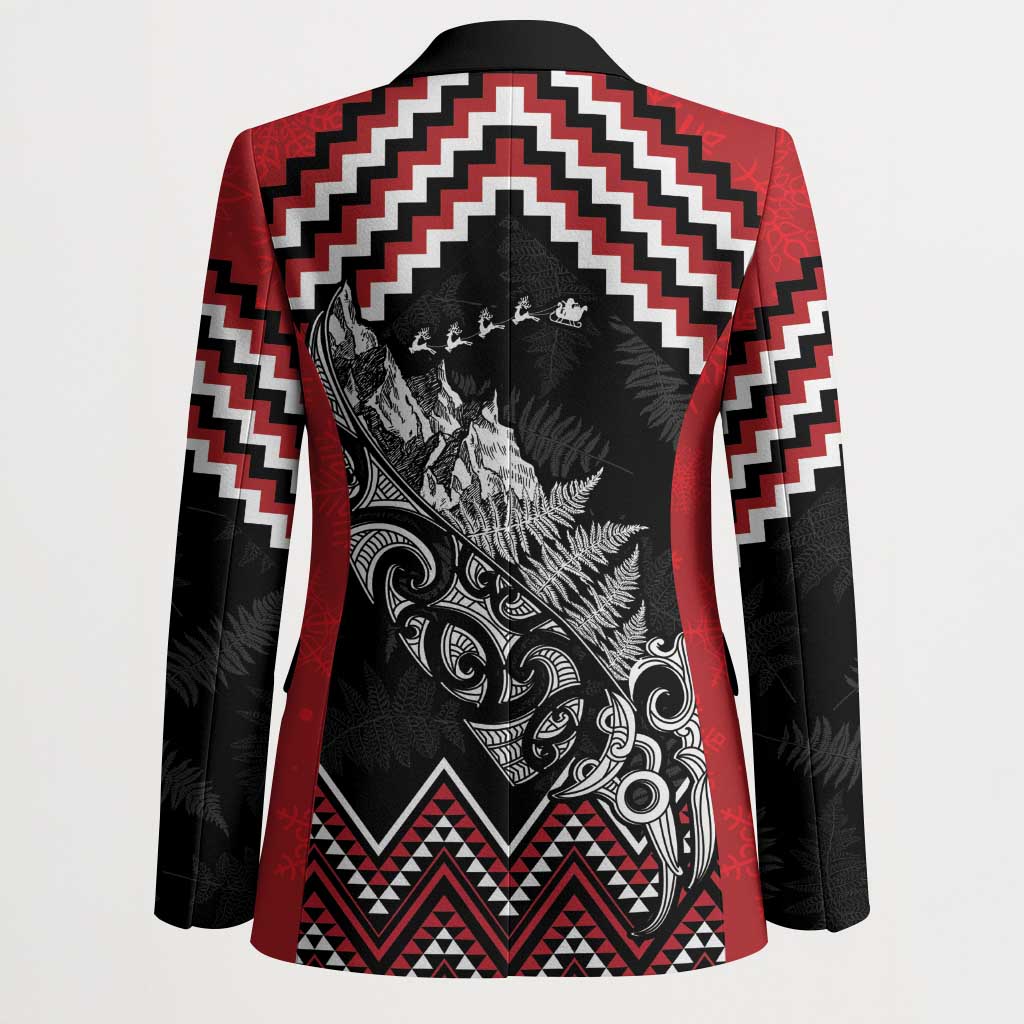 New Zealand Christmas Taniko Poutama Blazer Mountainscape Maori Fern - Aussie Hoodie