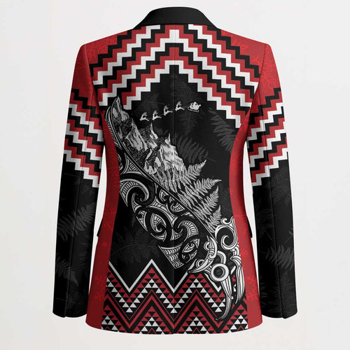 New Zealand Christmas Taniko Poutama Blazer Mountainscape Maori Fern - Aussie Hoodie