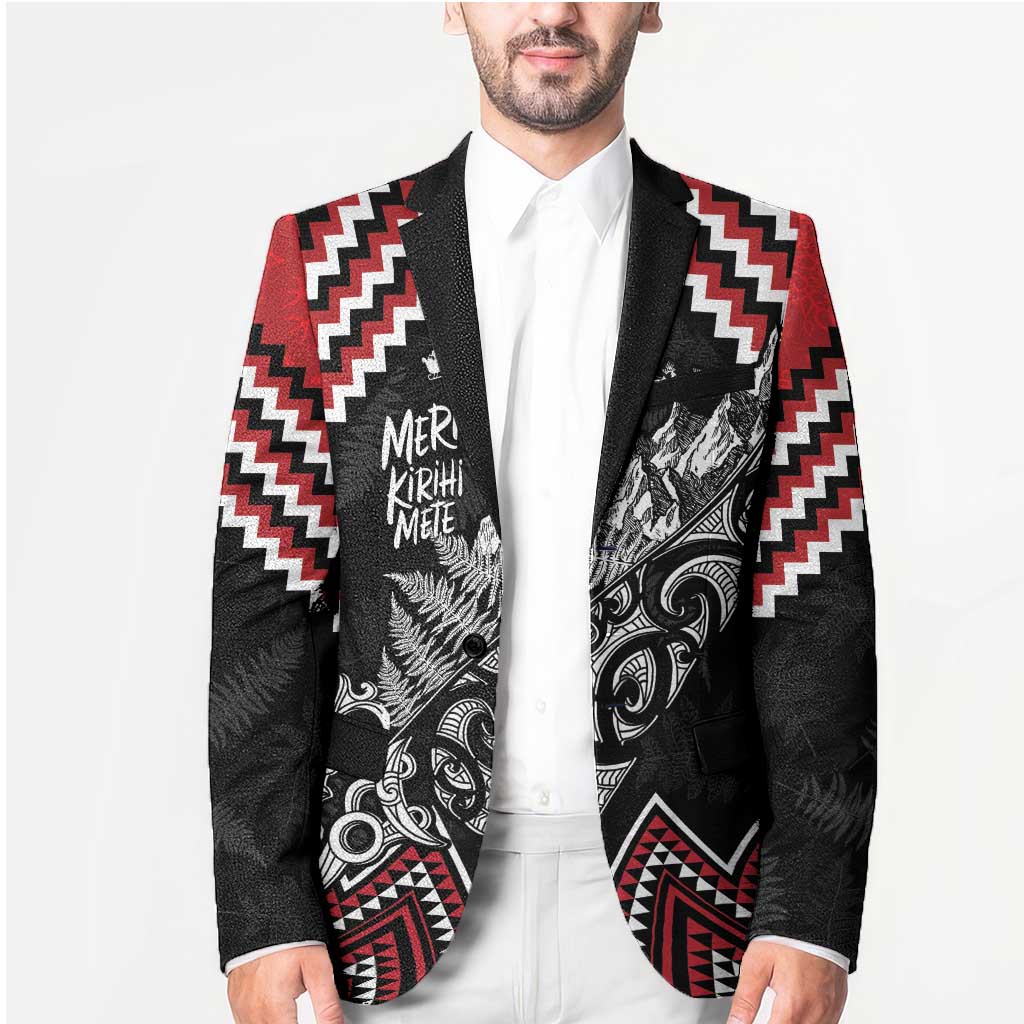 New Zealand Christmas Taniko Poutama Blazer Mountainscape Maori Fern - Aussie Hoodie
