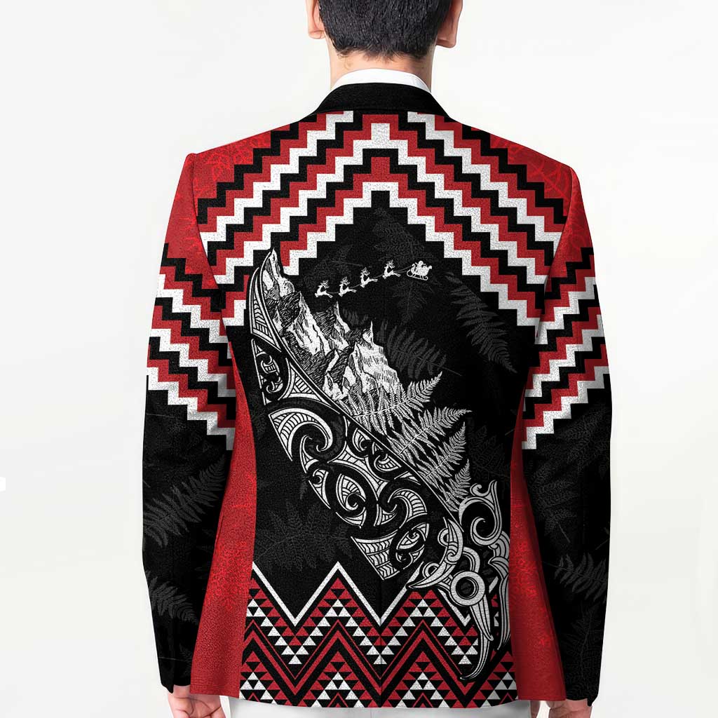 New Zealand Christmas Taniko Poutama Blazer Mountainscape Maori Fern - Aussie Hoodie
